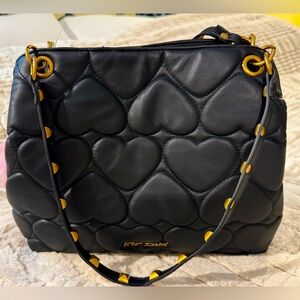 Brand new Betsey Johnson Xomia black hearts bag pink bear charm $108
